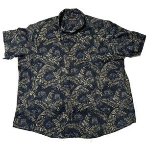 Woolrich Mens 2X-Large Button Up Shirt Short Sleeve Hawaiian Floral Leaves